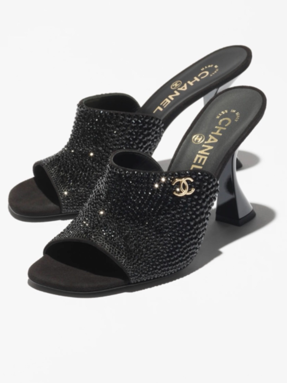 Women's Black Crystal Embellished Open-Toe Sandals